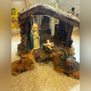 Vintage K-Mart Nativity Scene Mary, Baby Jesus,Camel
lamb and Manger
